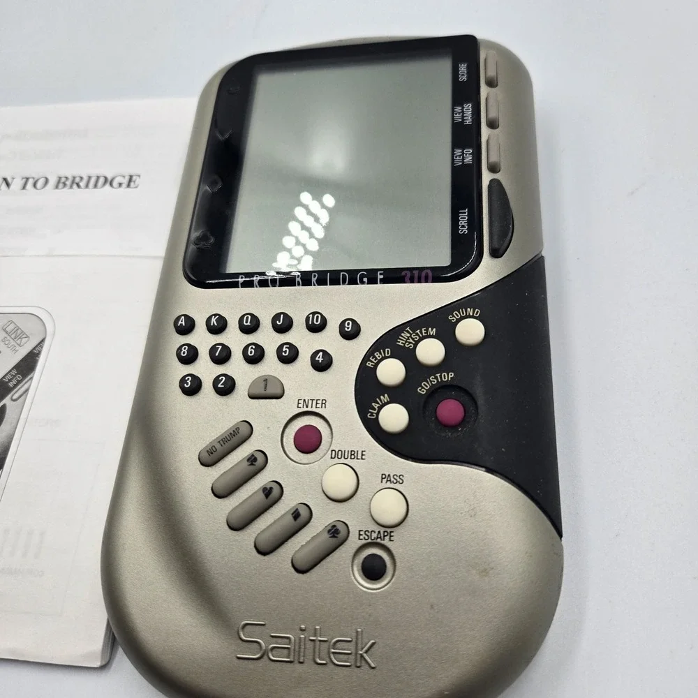 1992 Saitek Pro Bridge 310 Electronic HandHeld Portable Game System &Books Works